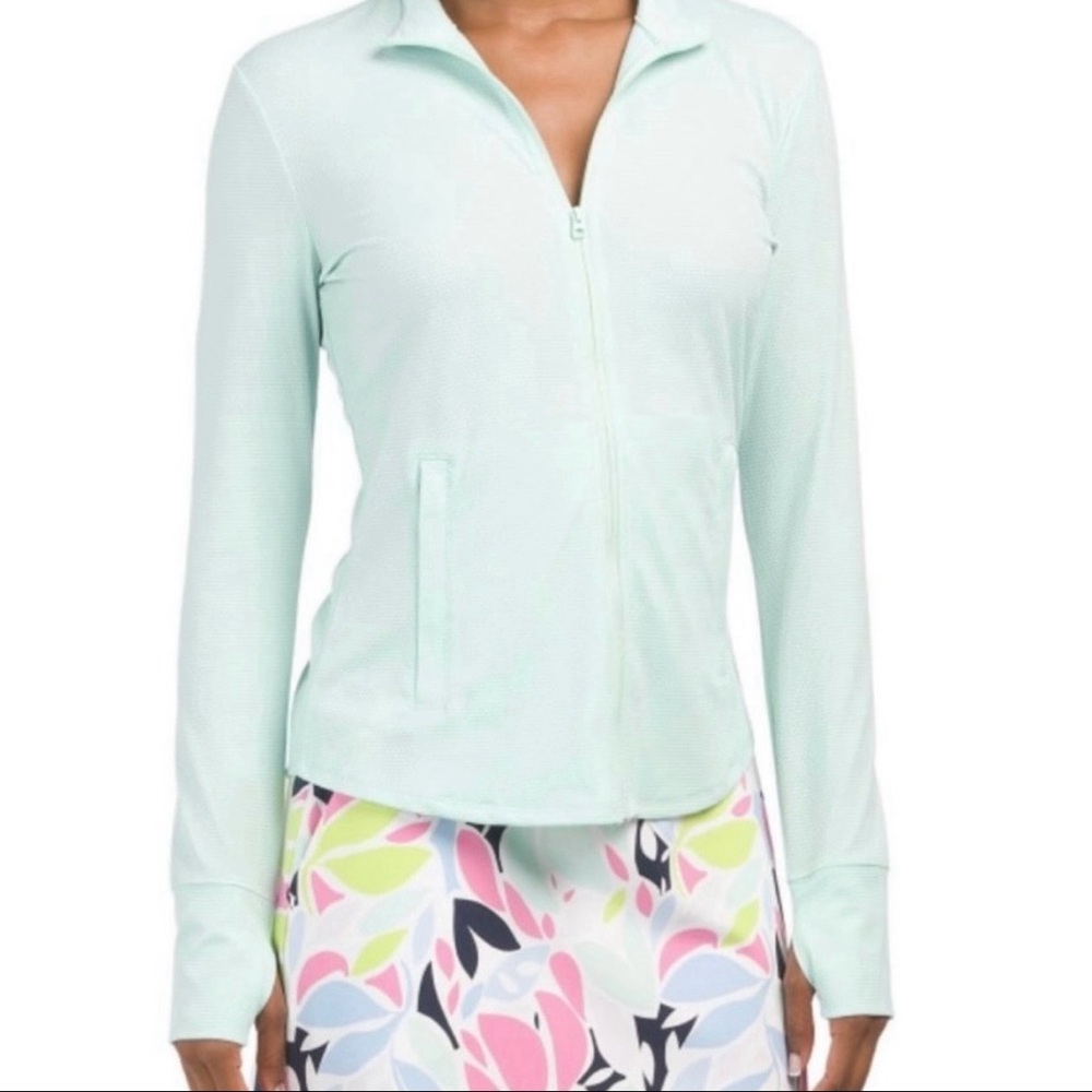 Tommy Bahama Golf Full Zip Jacket Mint Green Sun Protection Lightweight XS, NEW